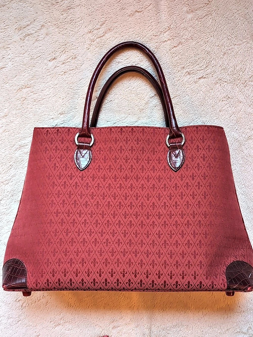 Liz Claiborne Liz And Co 20" Tote Bag Briefcase Overnighter Red Croc Handles